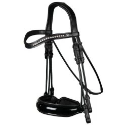 Dyon Double Bridle Round Leather Large Patent Noseband -Equestrian Supplies Online Shop 00004830W 2 302090639