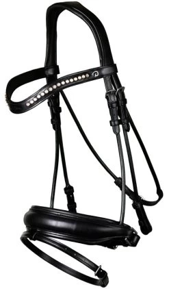 Dyon Dressage Round Leather Bridle Large Matte Noseband